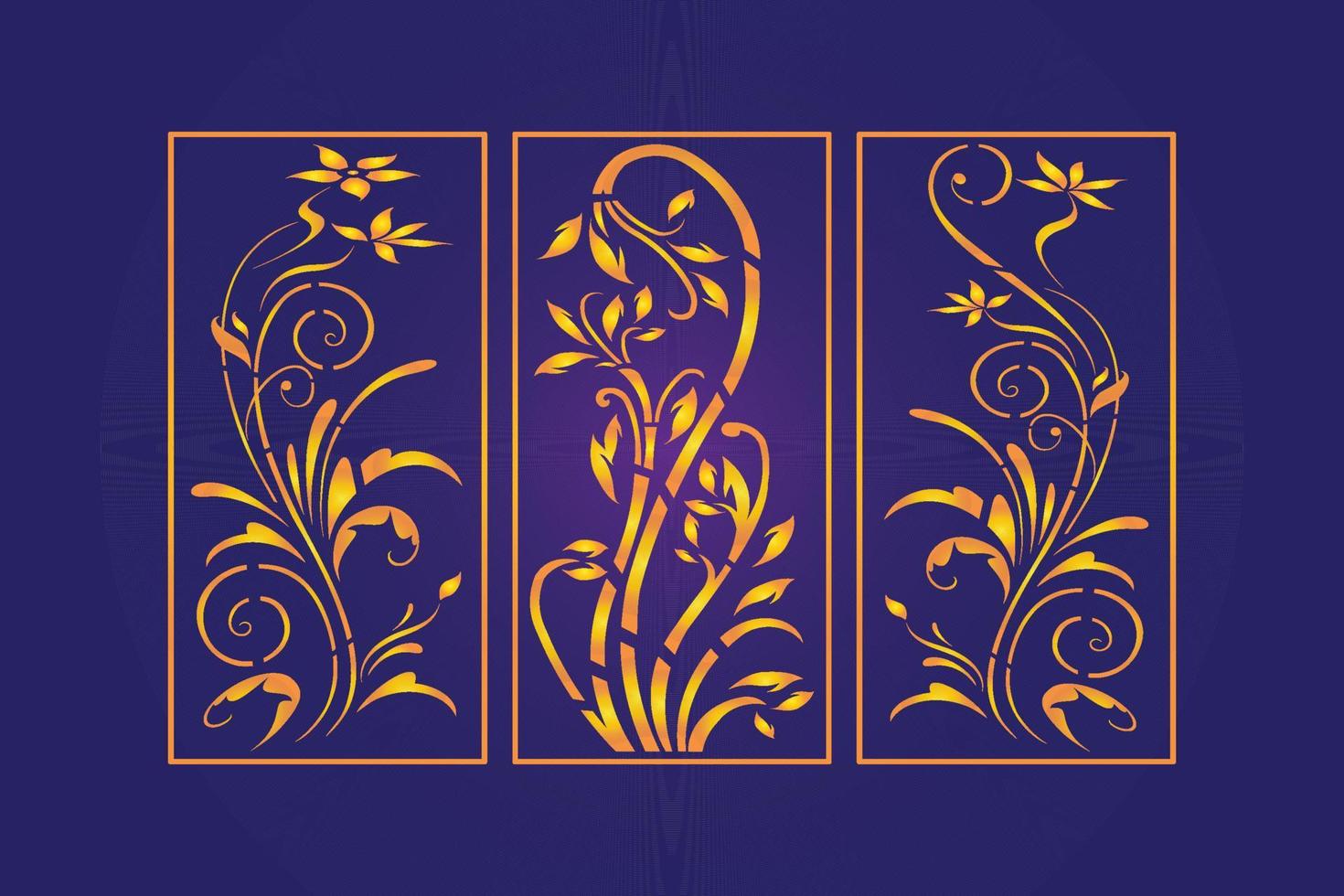 decorativo troquelado floral islámico abstracto patrón láser corte paneles plantilla oro vector