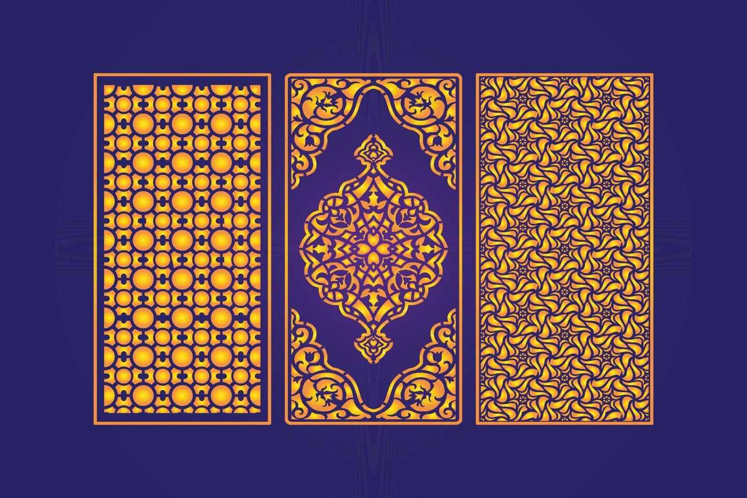 Decorative Die Cut Floral islamic Abstract Pattern Laser Cut Panels Template Gold vector