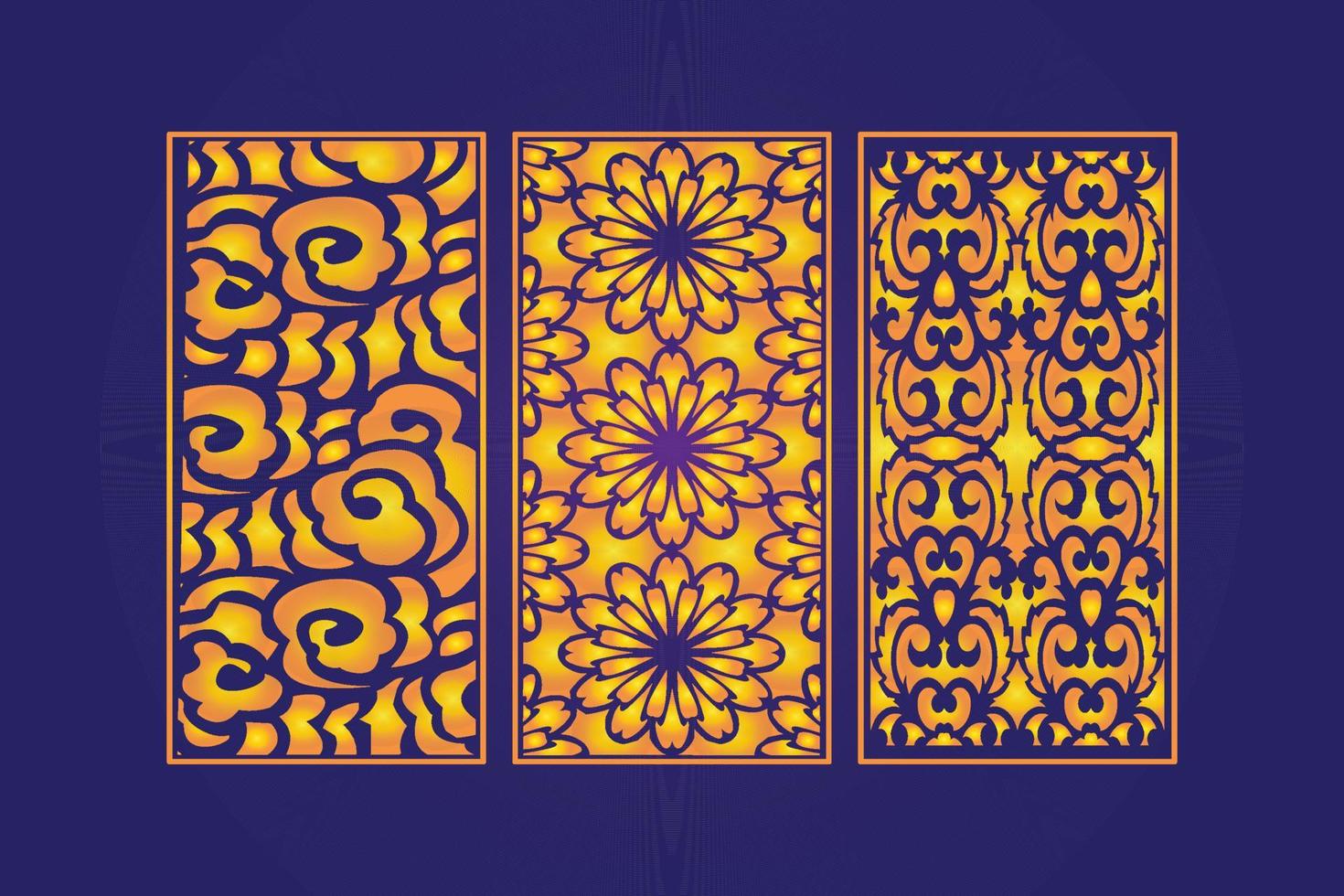Decorative Die Cut Floral islamic Abstract Pattern Laser Cut Panels Template Gold vector