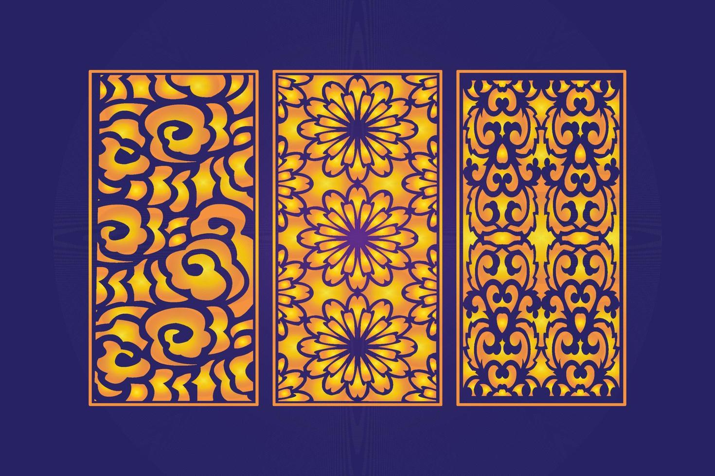 decorativo troquelado floral islámico abstracto patrón láser corte paneles plantilla oro vector