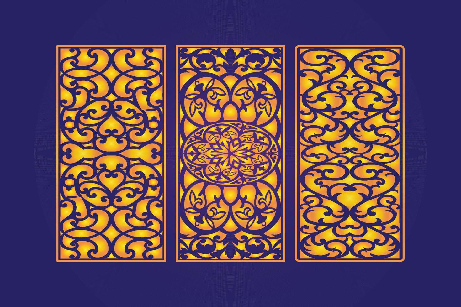 Decorative Die Cut Floral islamic Abstract Pattern Laser Cut Panels Template Gold vector