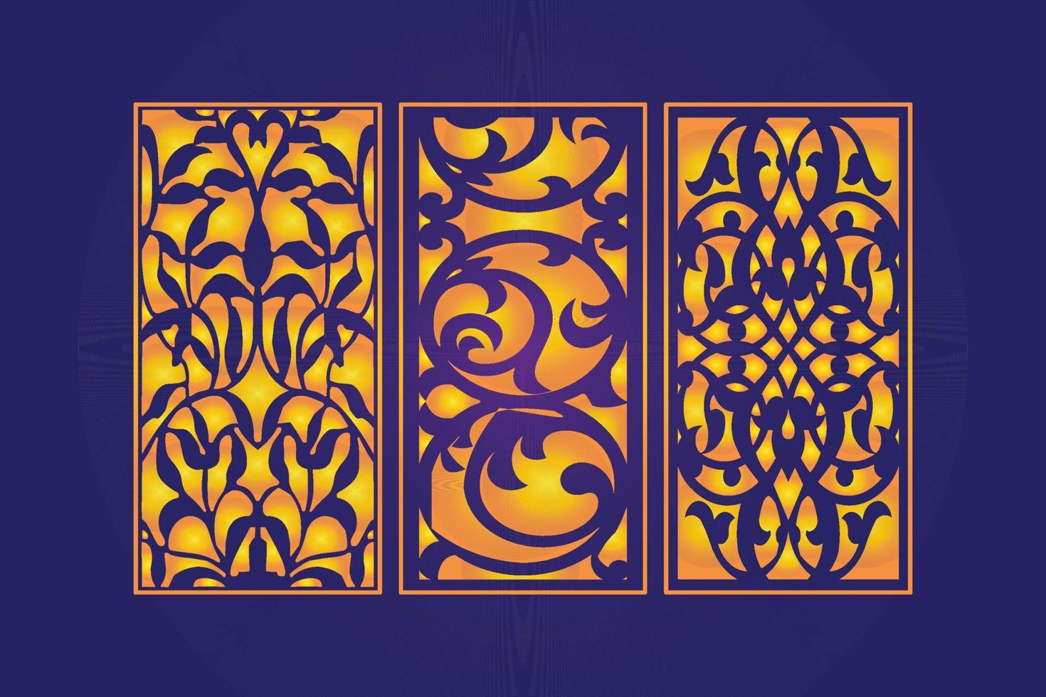 Decorative die cut floral islamic abstract pattern laser cut panels template gold vector