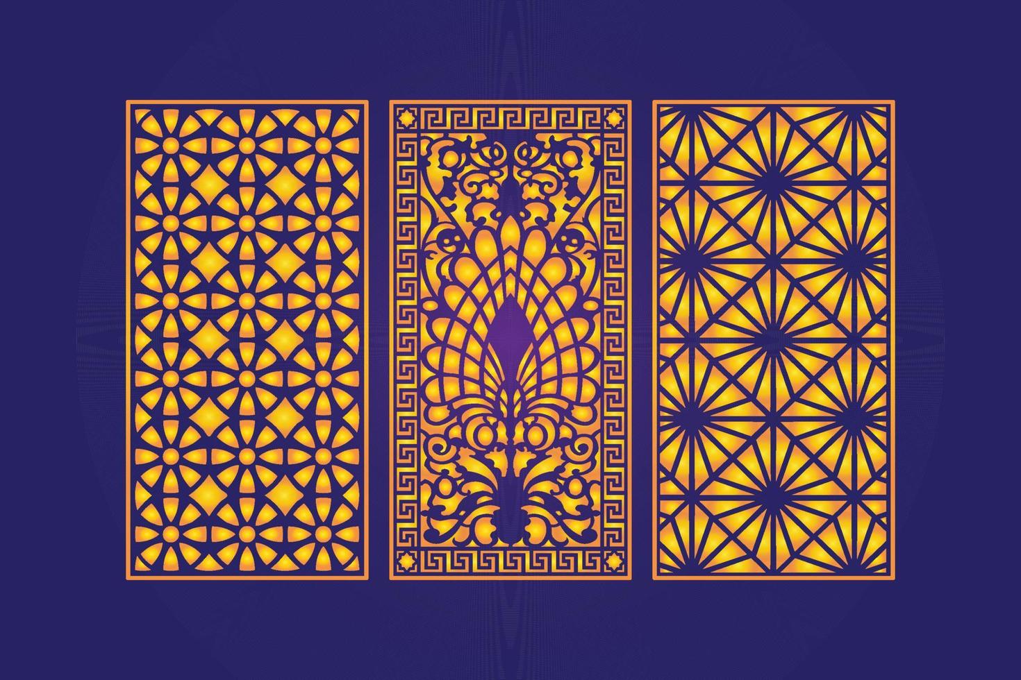 Decorative Die Cut Floral islamic Abstract Pattern Laser Cut Panels Template Gold vector