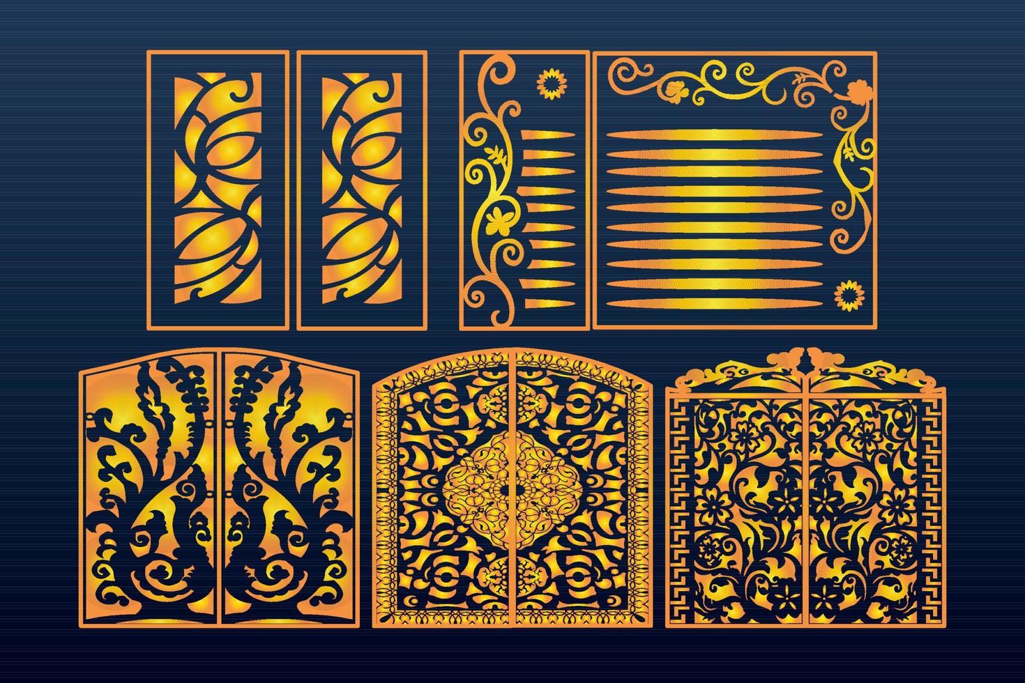 Decorative Laser Cut Set Abstract Geometric Gold Template vector