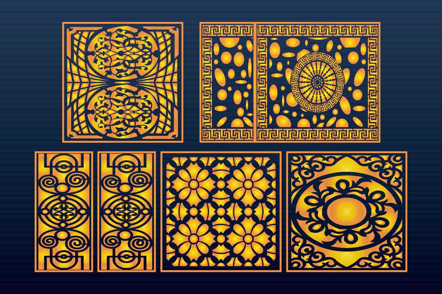 Decorative Laser Cut Set Abstract Geometric Gold Template vector
