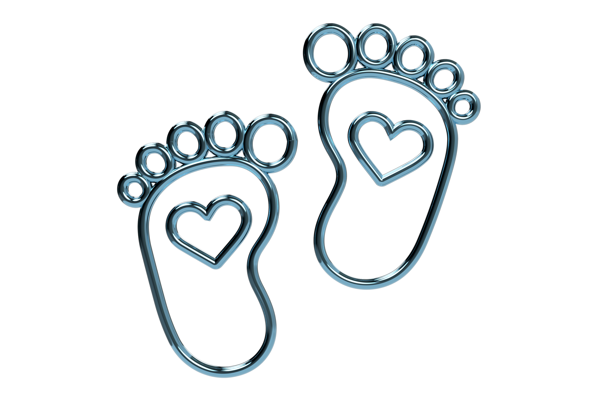 3D Render Baby foot bare foot heart icon Transparent Background