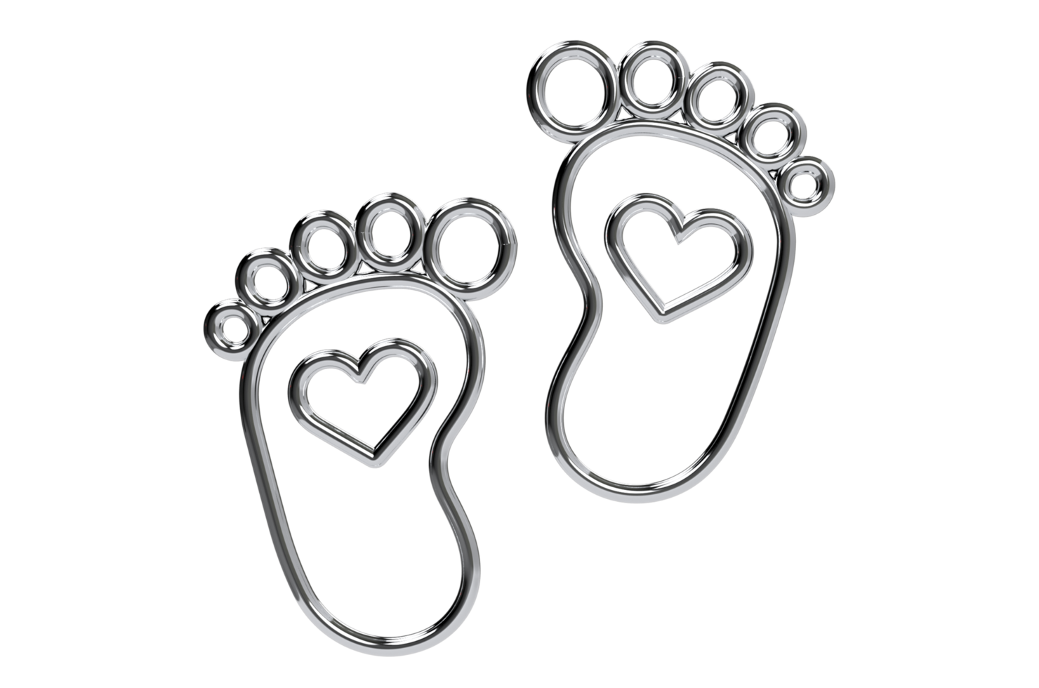 3D Render Baby foot bare foot heart icon Transparent Background PNG Baby Feet, Footprint, Hearts