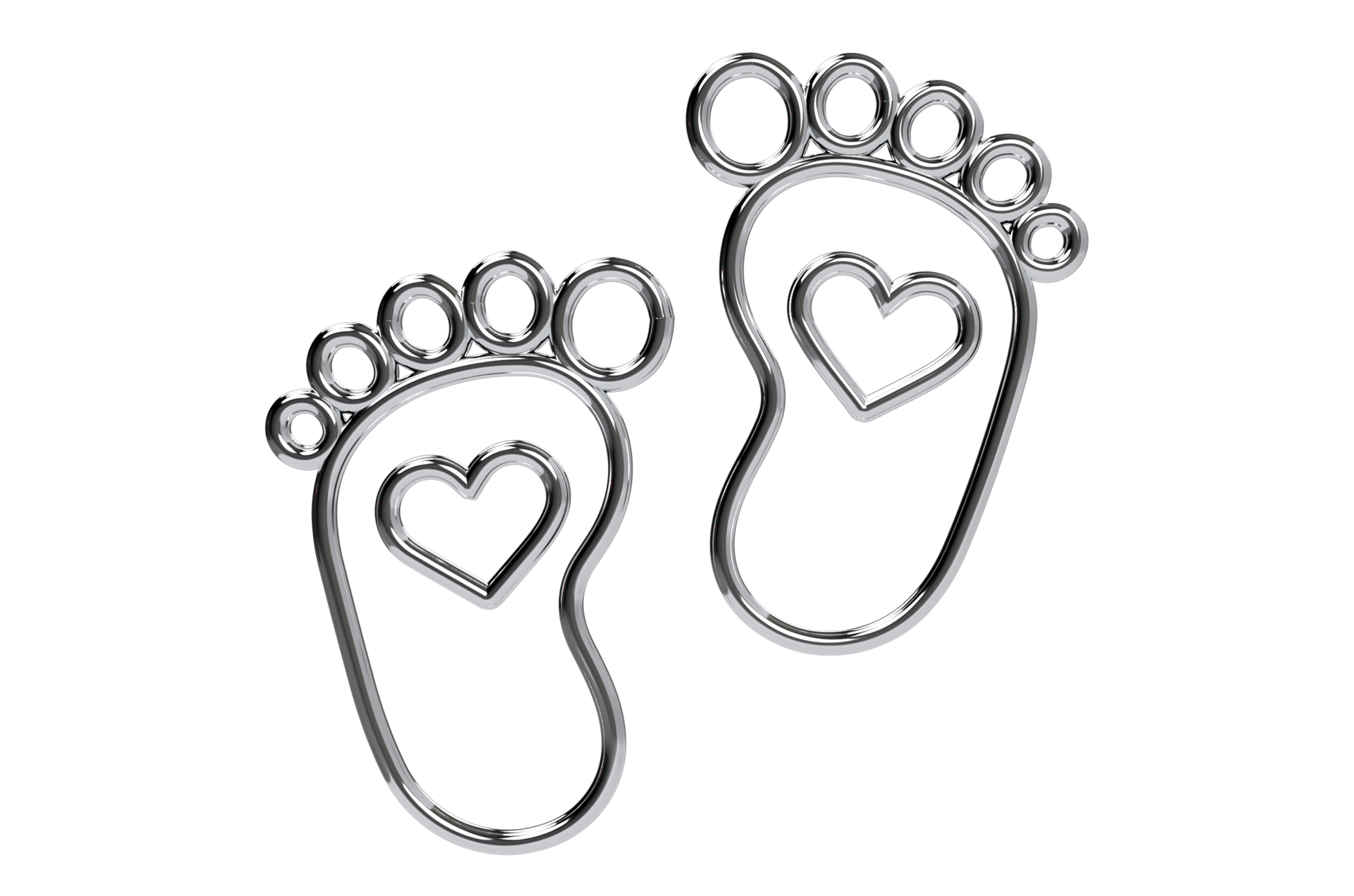 3D Render Baby foot bare foot heart icon Transparent Background PNG