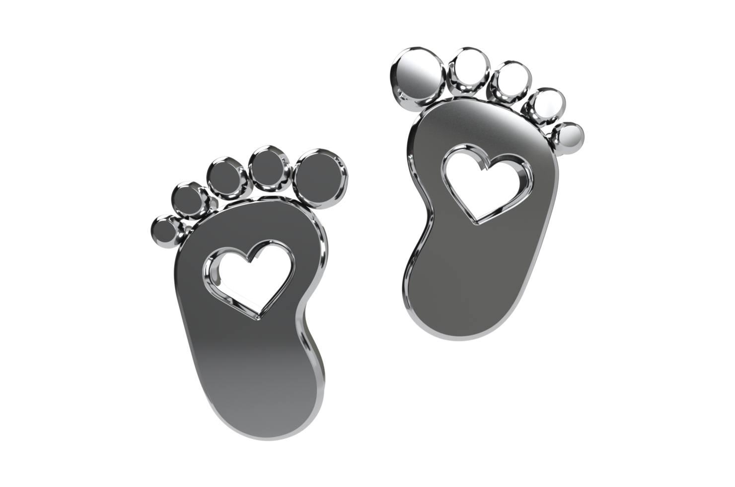 render 3d pie de bebé pie descalzo icono de corazón fondo transparente png pies de bebé, huella, copas