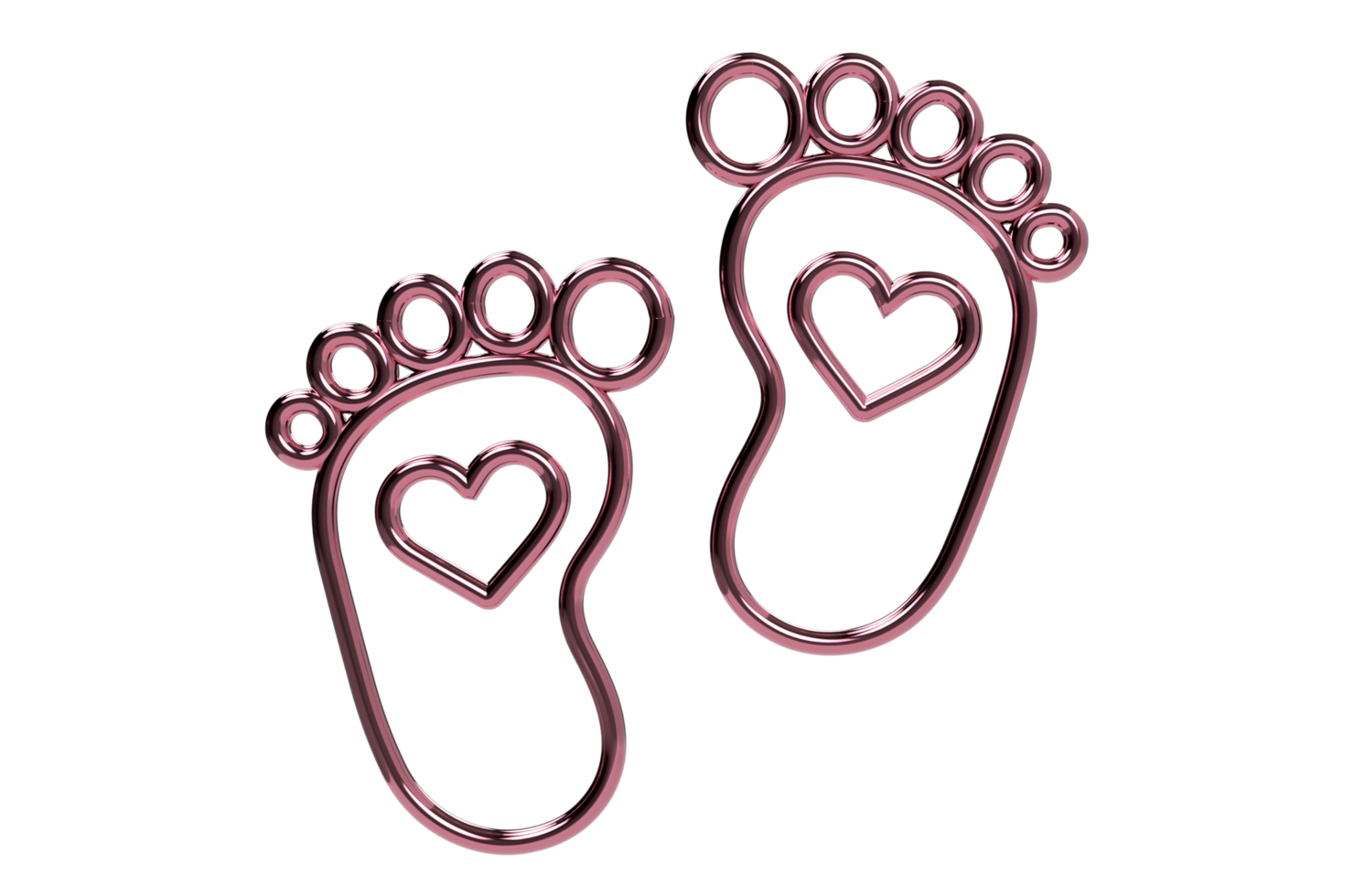 3D Render Baby foot bare foot heart icon Transparent Background PNG Baby Feet, Footprint, Hearts