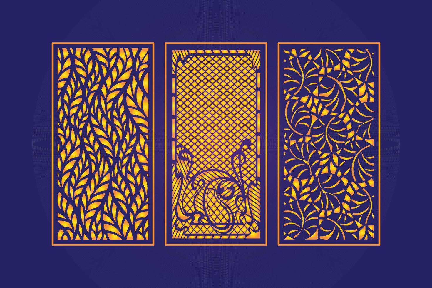 Decorative Die Cut Floral islamic Abstract Pattern Laser Cut Panels Template Gold vector