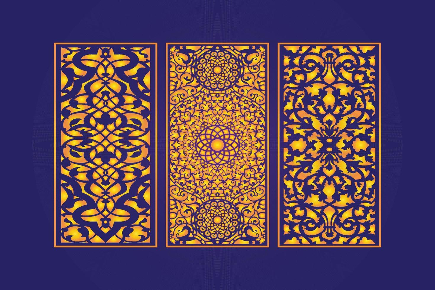 Decorative Die Cut Floral islamic Abstract Pattern Laser Cut Panels Template Gold vector