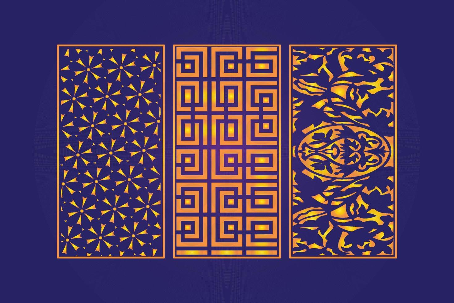 Decorative Die Cut Floral islamic Abstract Pattern Laser Cut Panels Template Gold vector