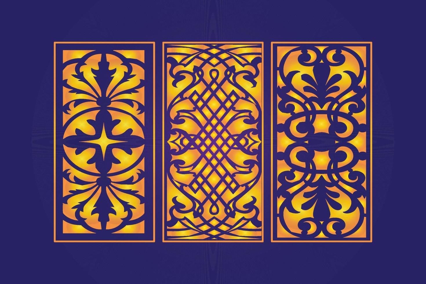 Decorative Die Cut Floral islamic Abstract Pattern Laser Cut Panels Template Gold vector