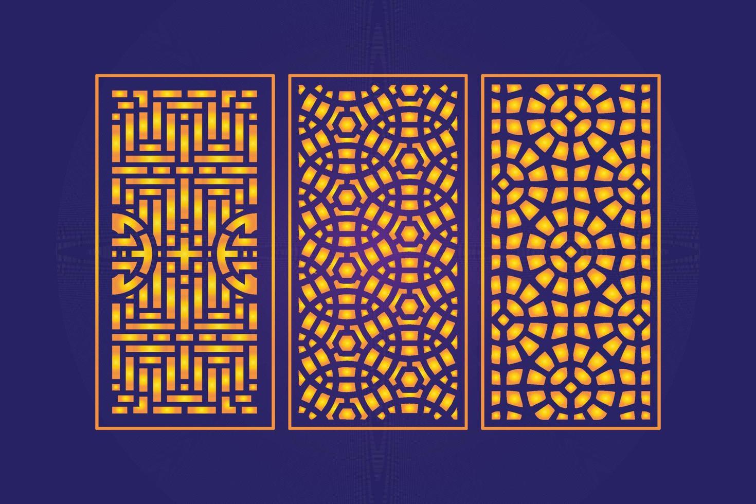 Decorative Die Cut Floral islamic Abstract Pattern Laser Cut Panels Template Gold vector