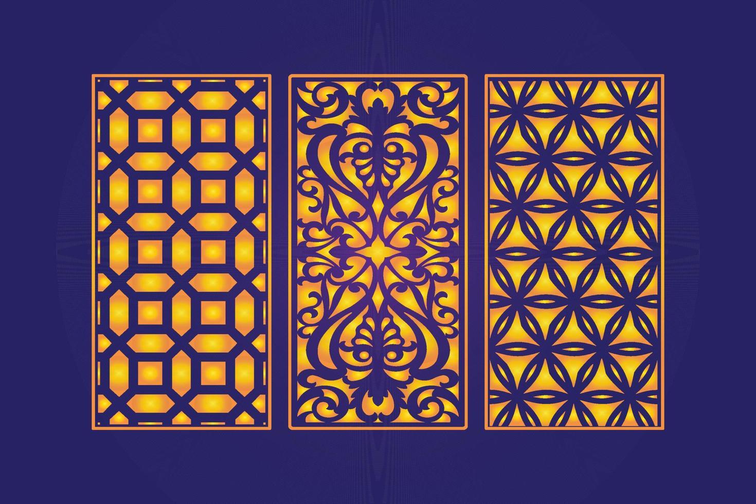 Decorative Die Cut Floral islamic Abstract Pattern Laser Cut Panels Template Gold vector