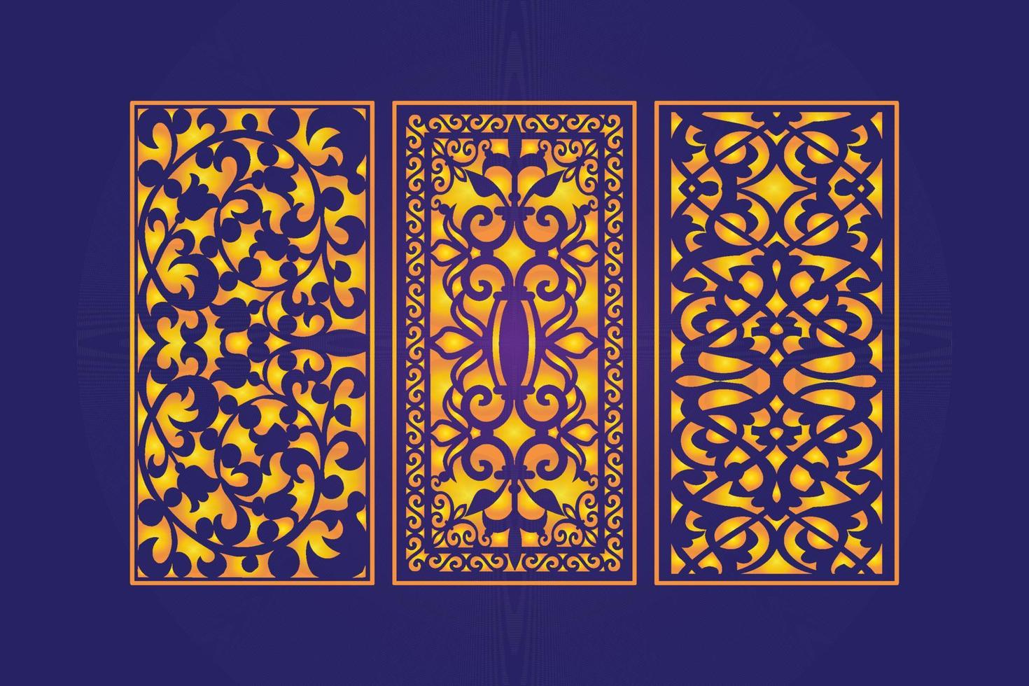 Decorative Die Cut Floral islamic Abstract Pattern Laser Cut Panels Template Gold vector