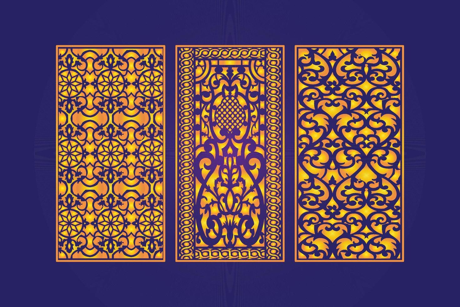 Decorative Die Cut Floral islamic Abstract Pattern Laser Cut Panels Template Gold vector