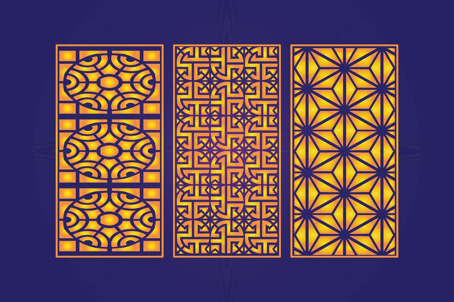 Decorative Die Cut Floral islamic Abstract Pattern Laser Cut Panels Template Gold vector
