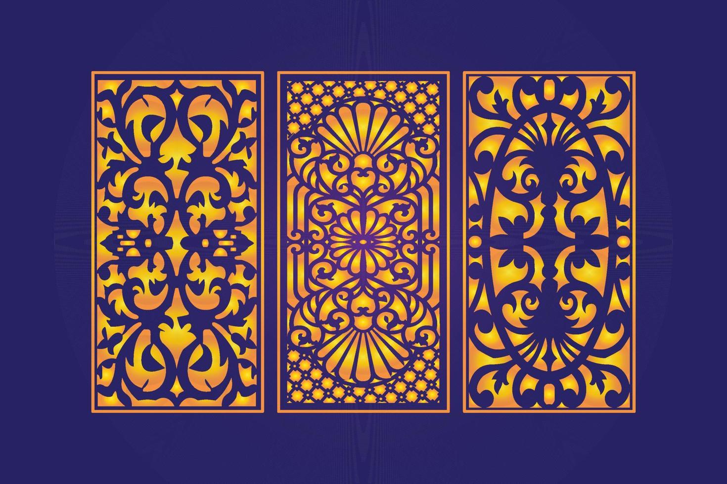 Decorative Die Cut Floral islamic Abstract Pattern Laser Cut Panels Template Gold vector