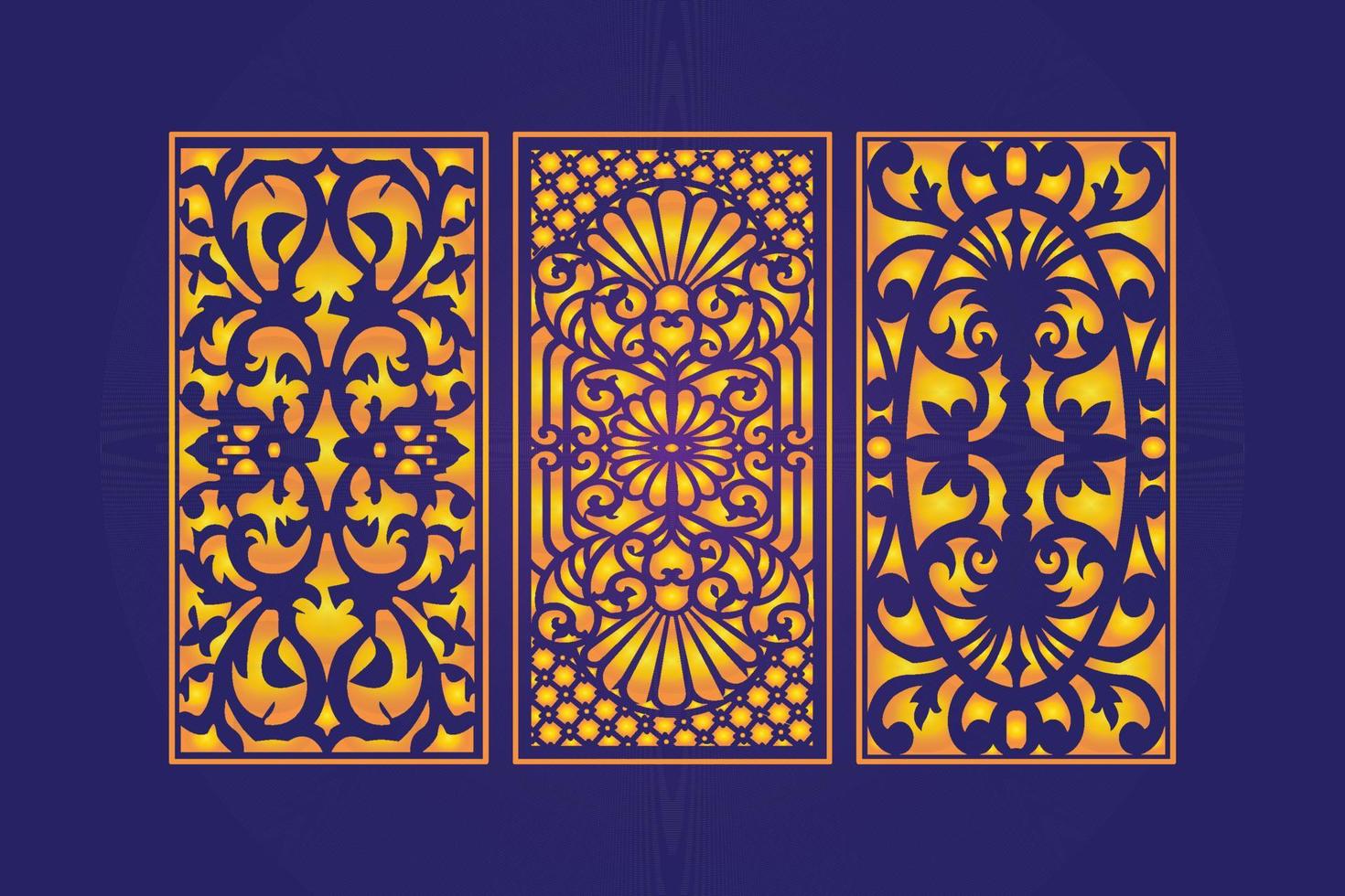 Decorative Die Cut Floral islamic Abstract Pattern Laser Cut Panels Template Gold vector