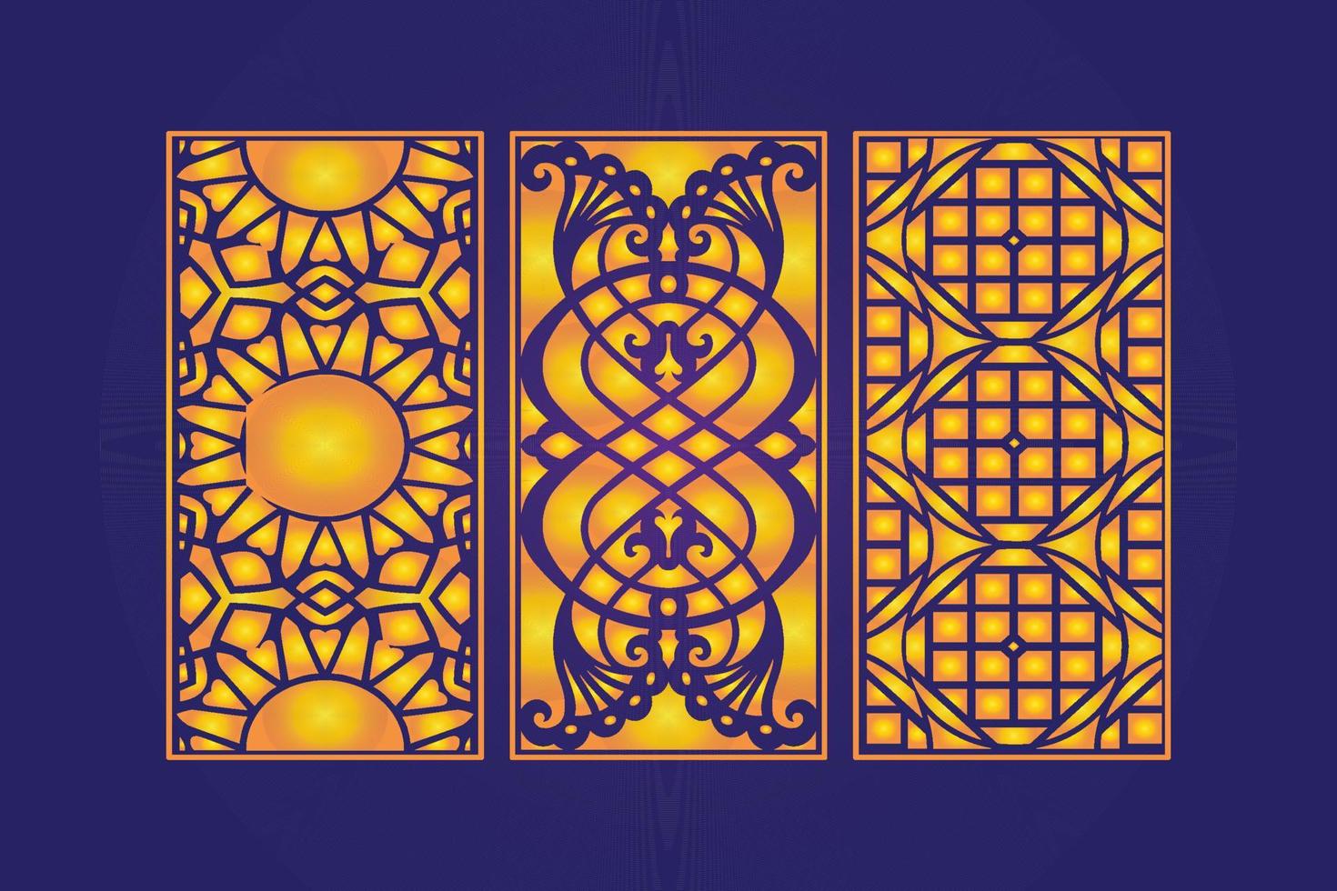 Decorative Die Cut Floral islamic Abstract Pattern Laser Cut Panels Template Gold vector