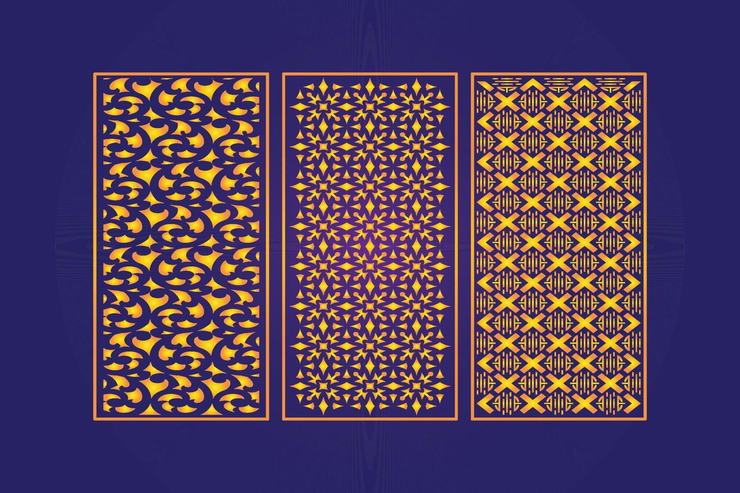 Decorative die cut floral islamic abstract pattern laser cut panels template gold vector