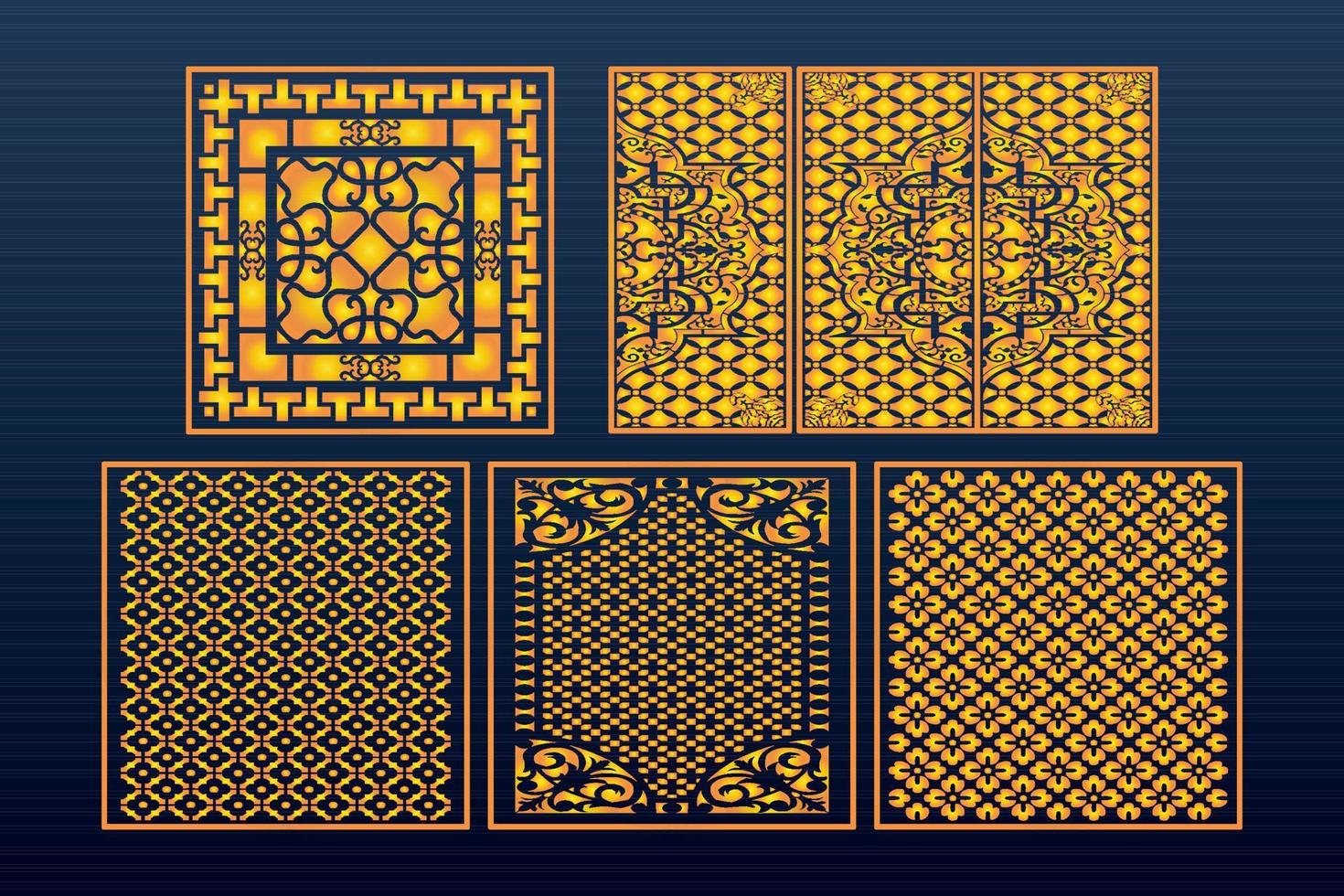 Decorative Laser Cut Set Abstract Geometric Gold Template vector