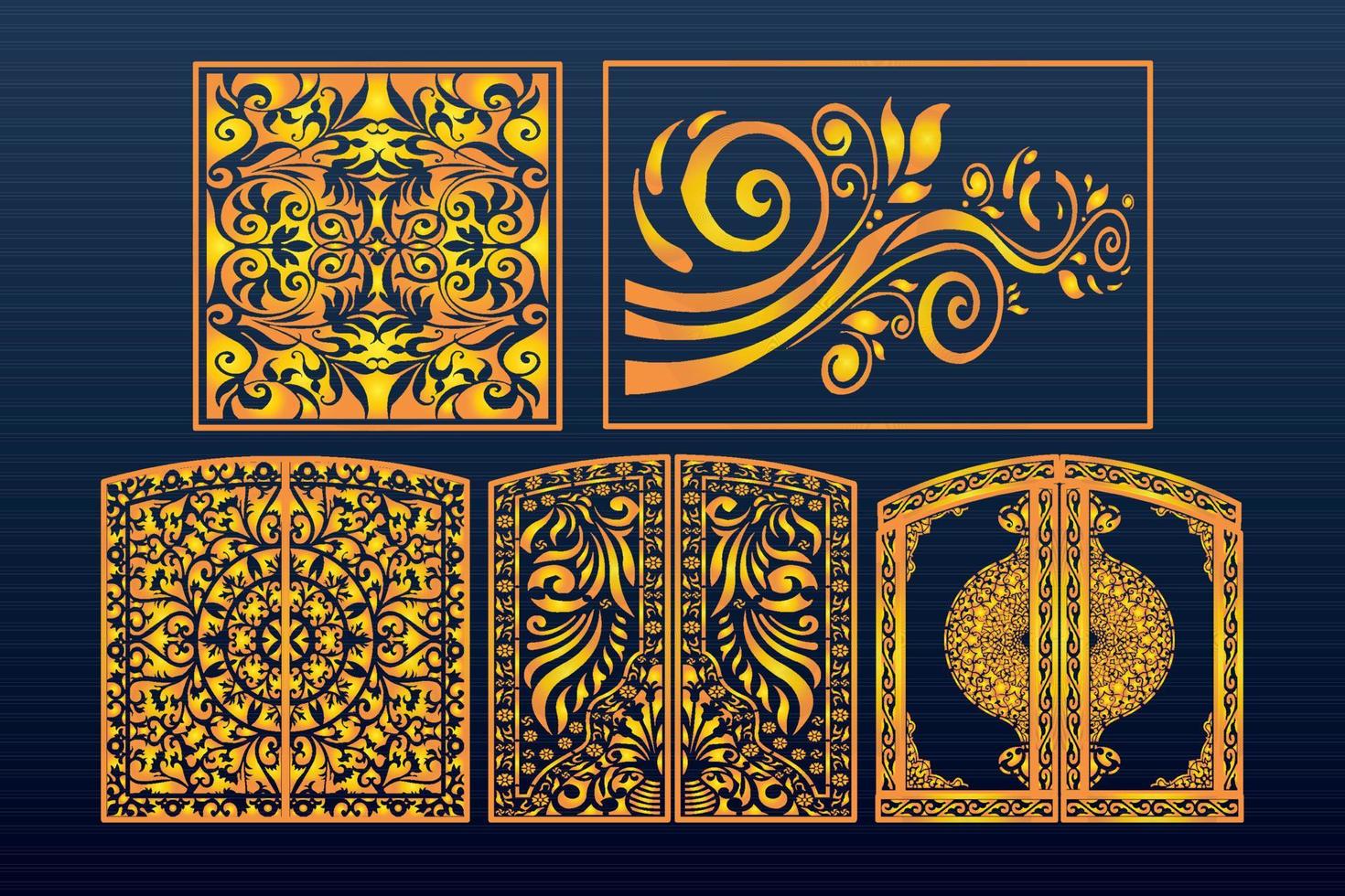 Decorative Laser Cut Set Abstract Geometric Gold Template vector