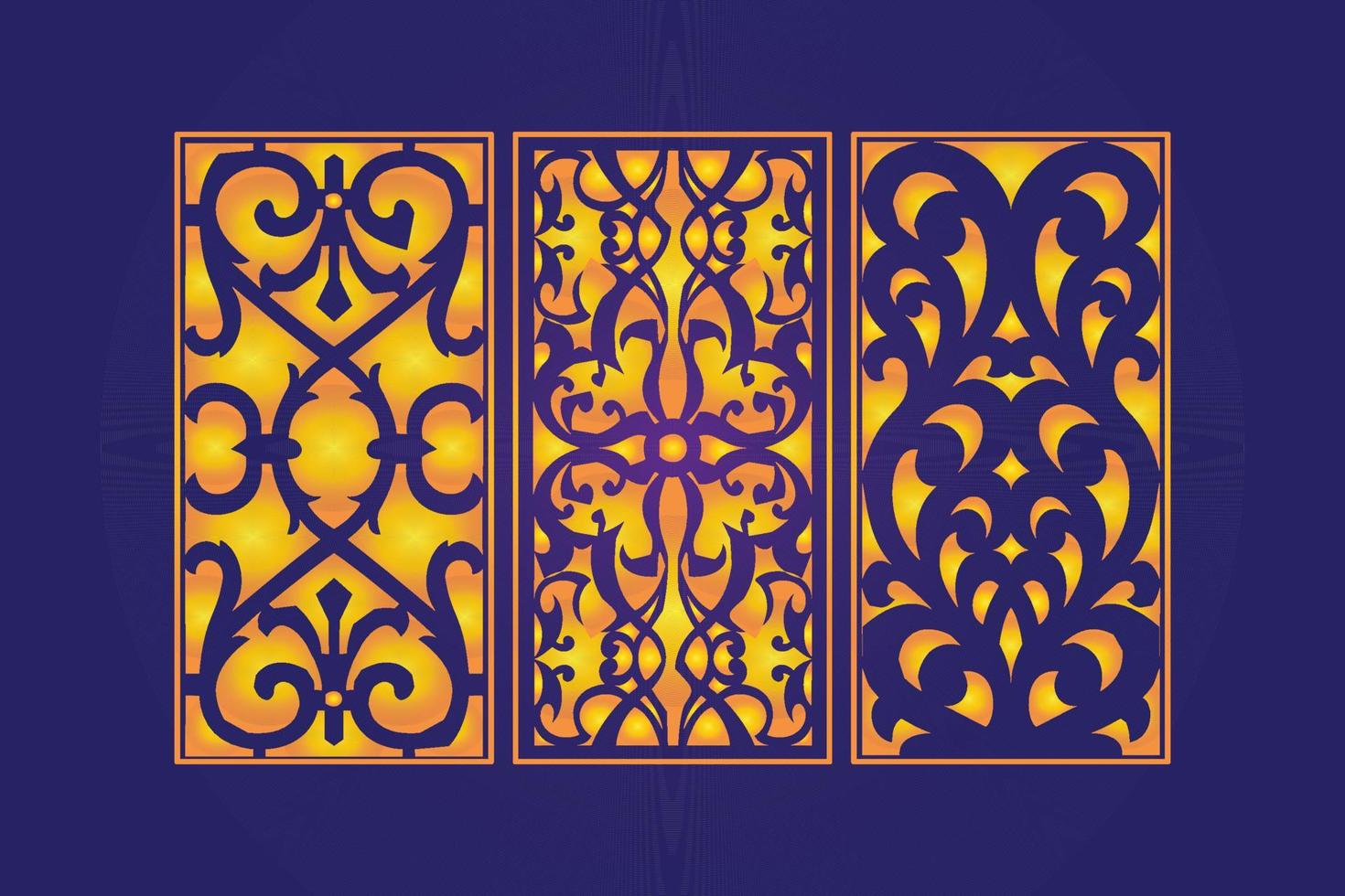Decorative Die Cut Floral islamic Abstract Pattern Laser Cut Panels Template Gold vector