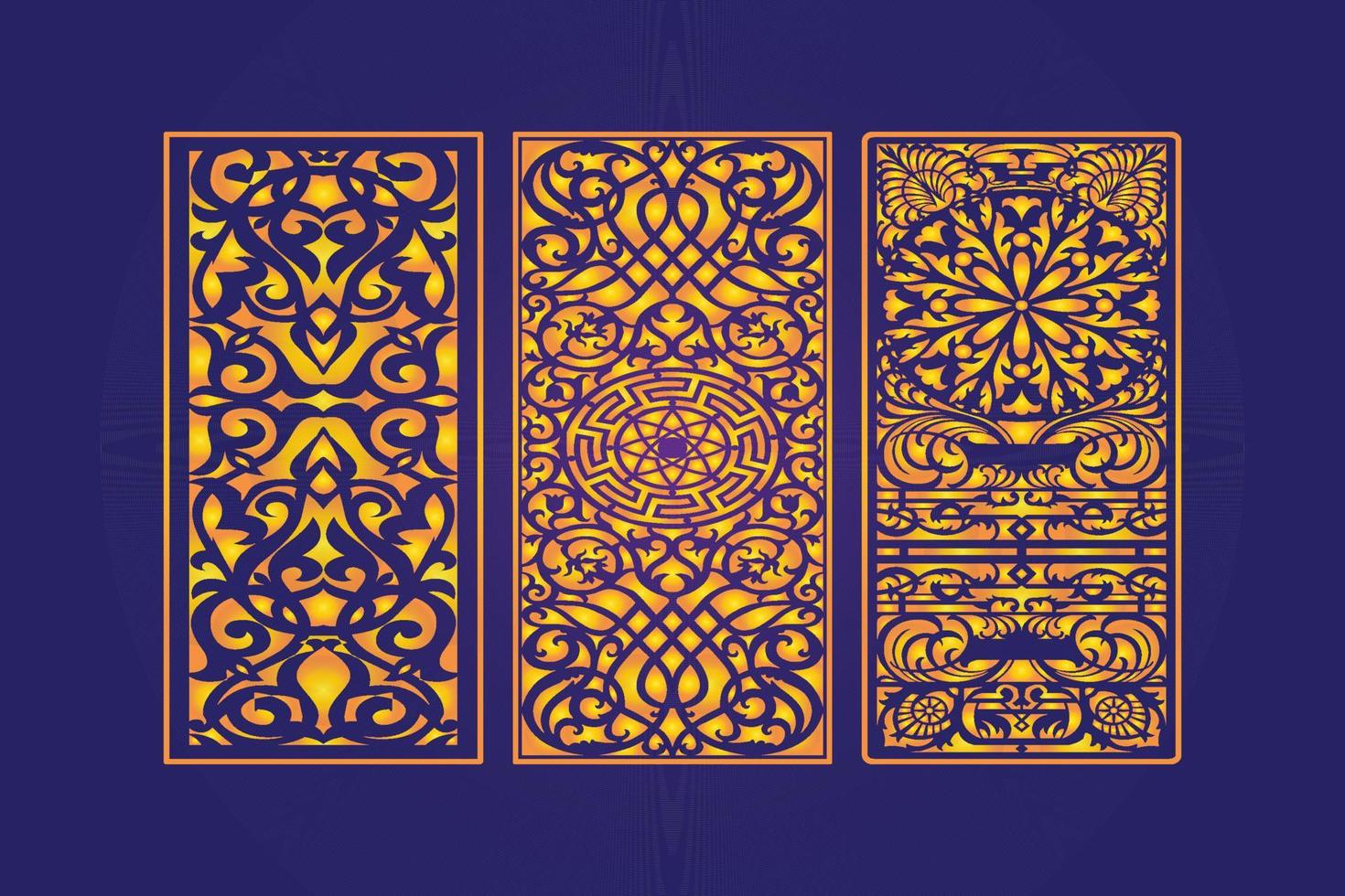 Decorative Die Cut Floral islamic Abstract Pattern Laser Cut Panels Template Gold vector