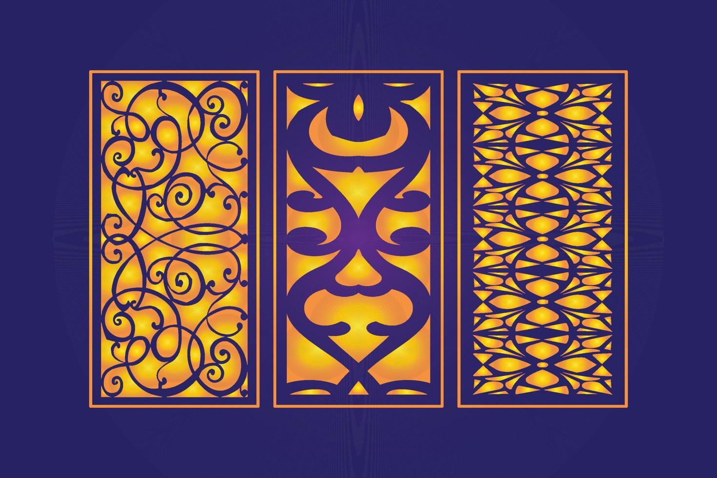 Decorative Die Cut Floral islamic Abstract Pattern Laser Cut Panels Template Gold vector