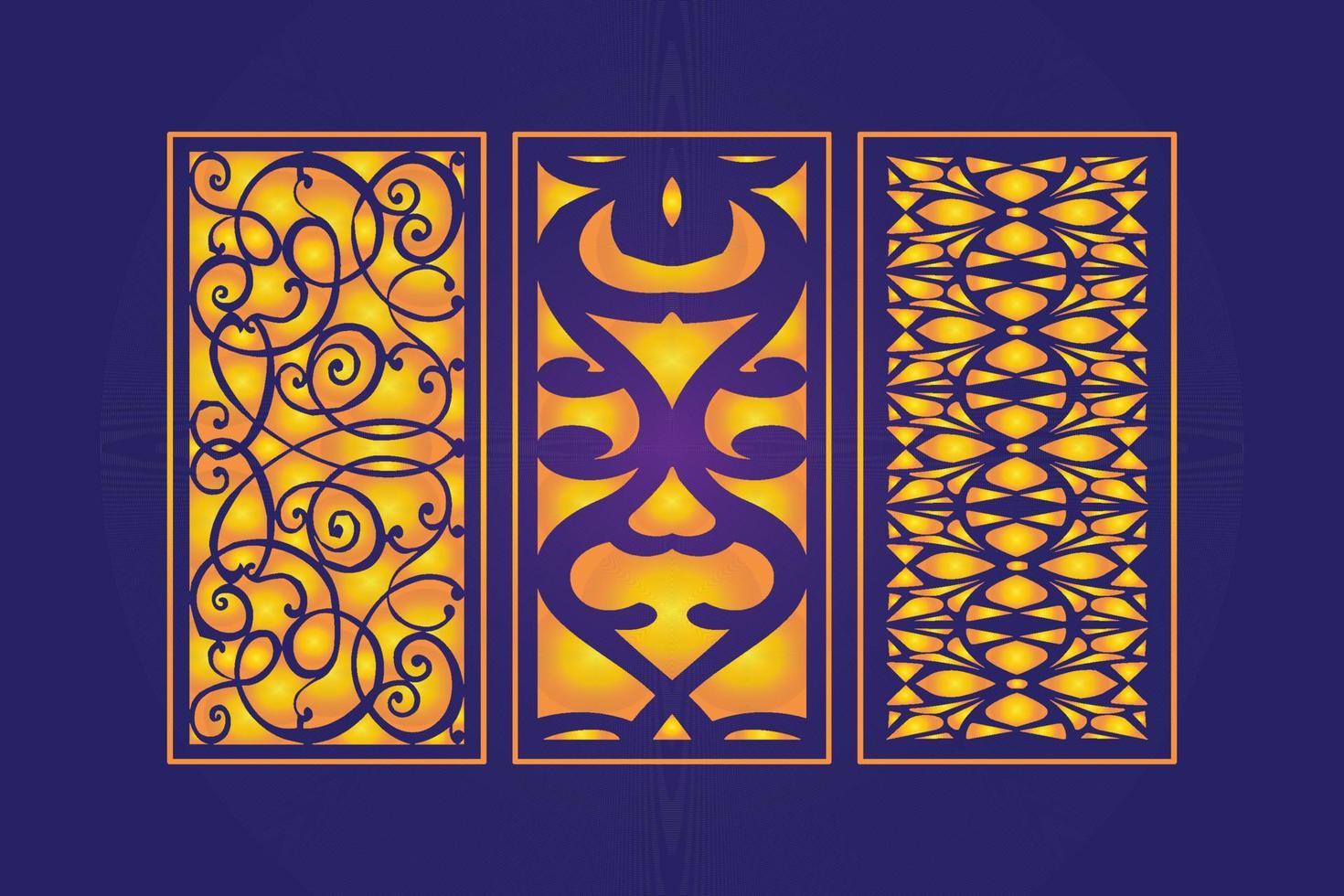 Decorative Die Cut Floral islamic Abstract Pattern Laser Cut Panels Template Gold vector