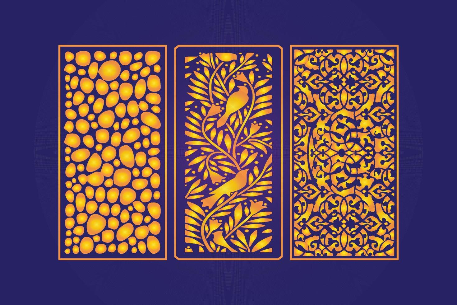 Decorative Die Cut Floral islamic Abstract Pattern Laser Cut Panels Template Gold vector
