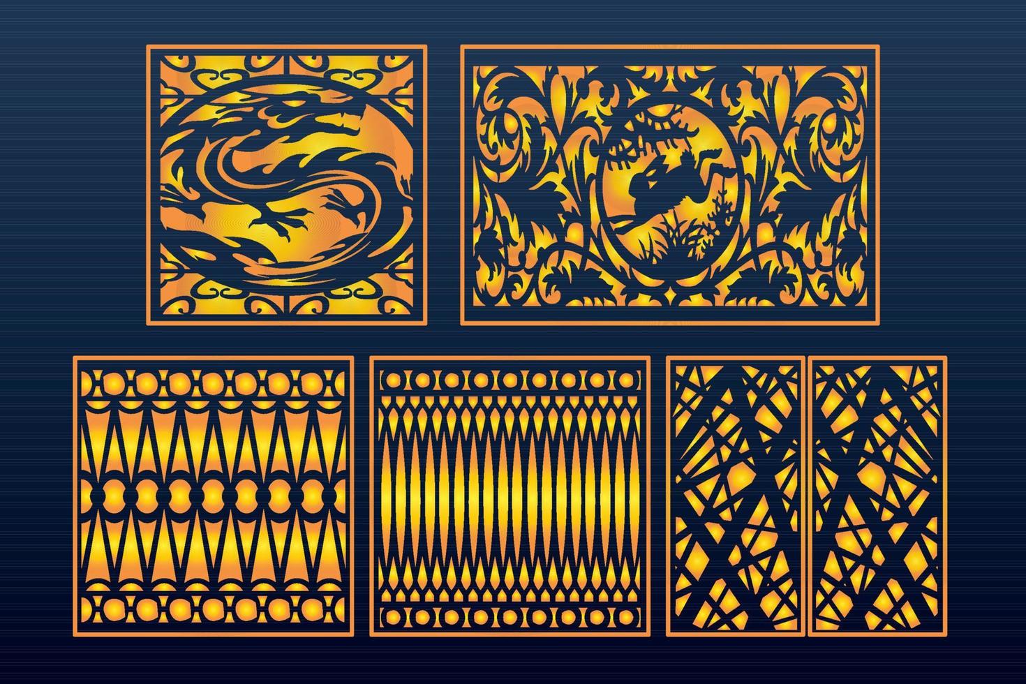 Decorative Laser Cut Set Abstract Geometric Gold Template vector