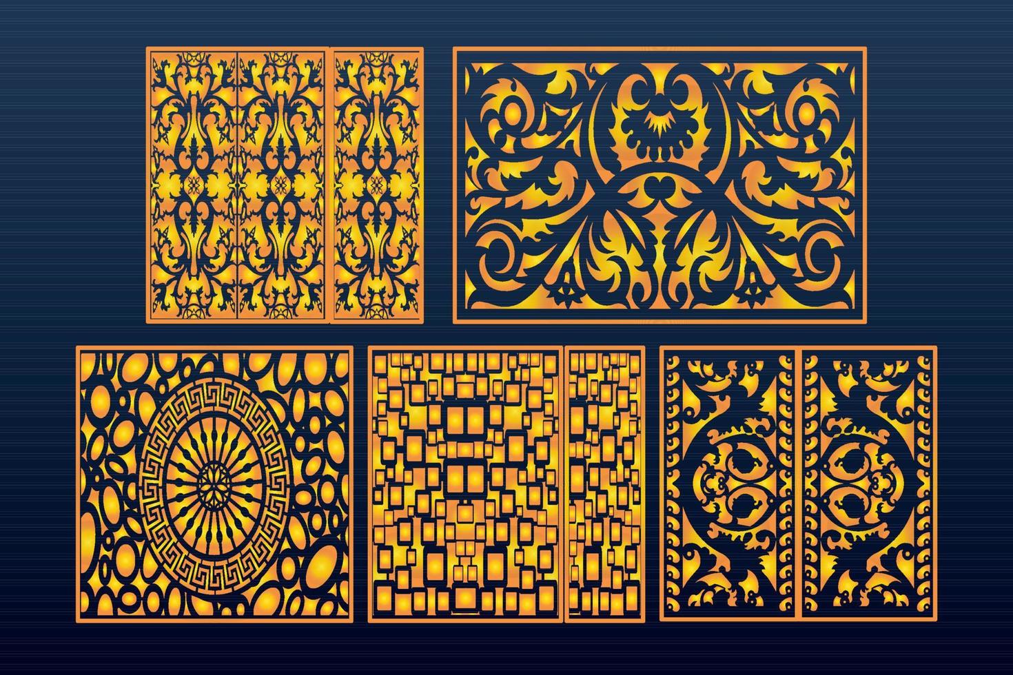 Decorative Laser Cut Set Abstract Geometric Gold Template vector