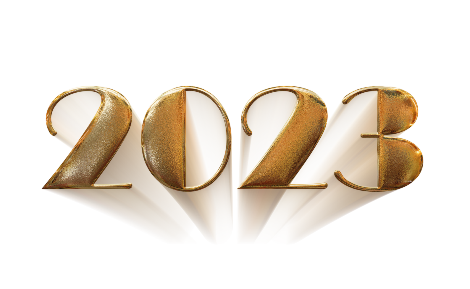 3d illustration new year 2023 gold png