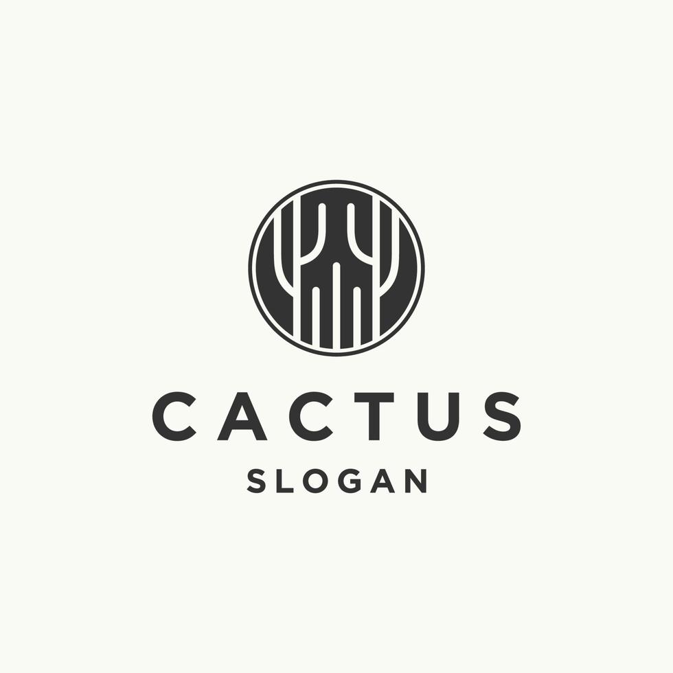 Cactus logo icon flat design template vector