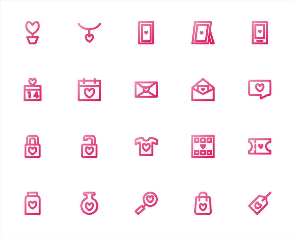 Valentine Heart Icon Pink Gradient Line Style vector