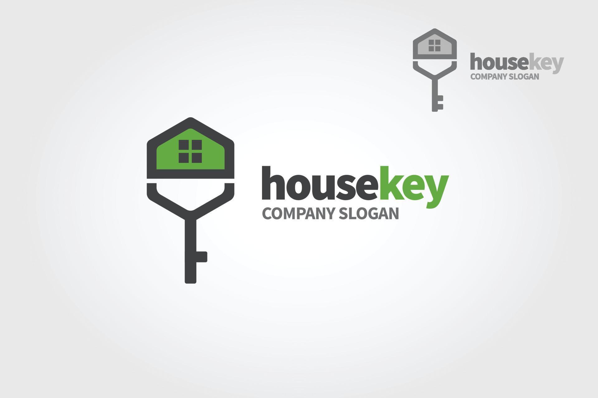 House Key Vector Logo Template. A modern house logo with keys for real