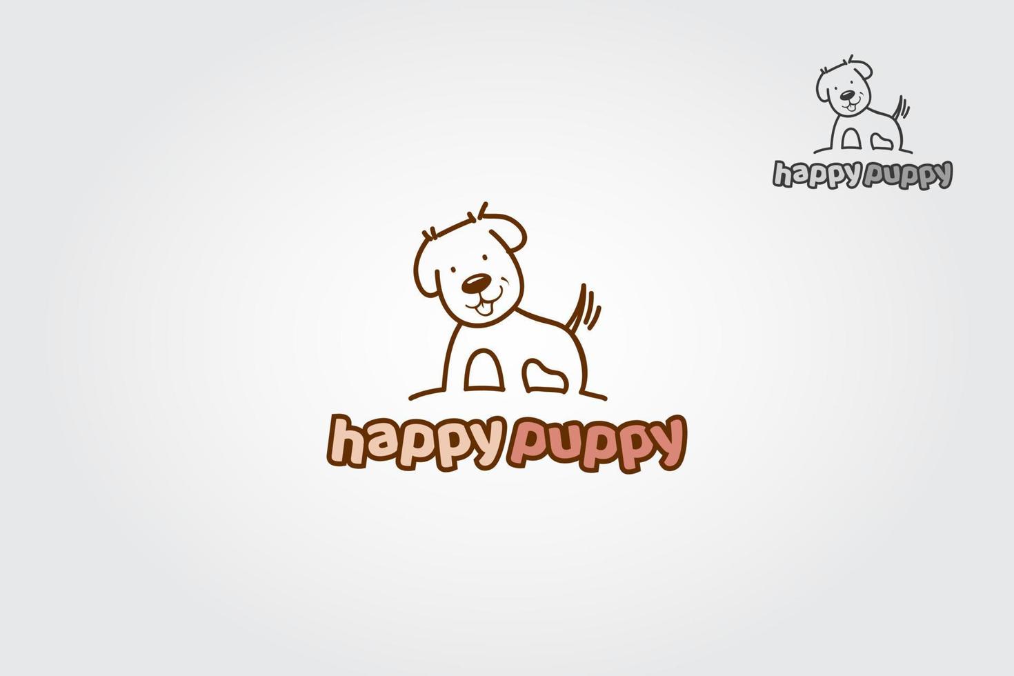 Happy Puppy Vector Logo Template. This logo vector for your all business. Stylish, cute, modern, and simple logo design can be used for many kind of project, business, community, pet shop, etc.