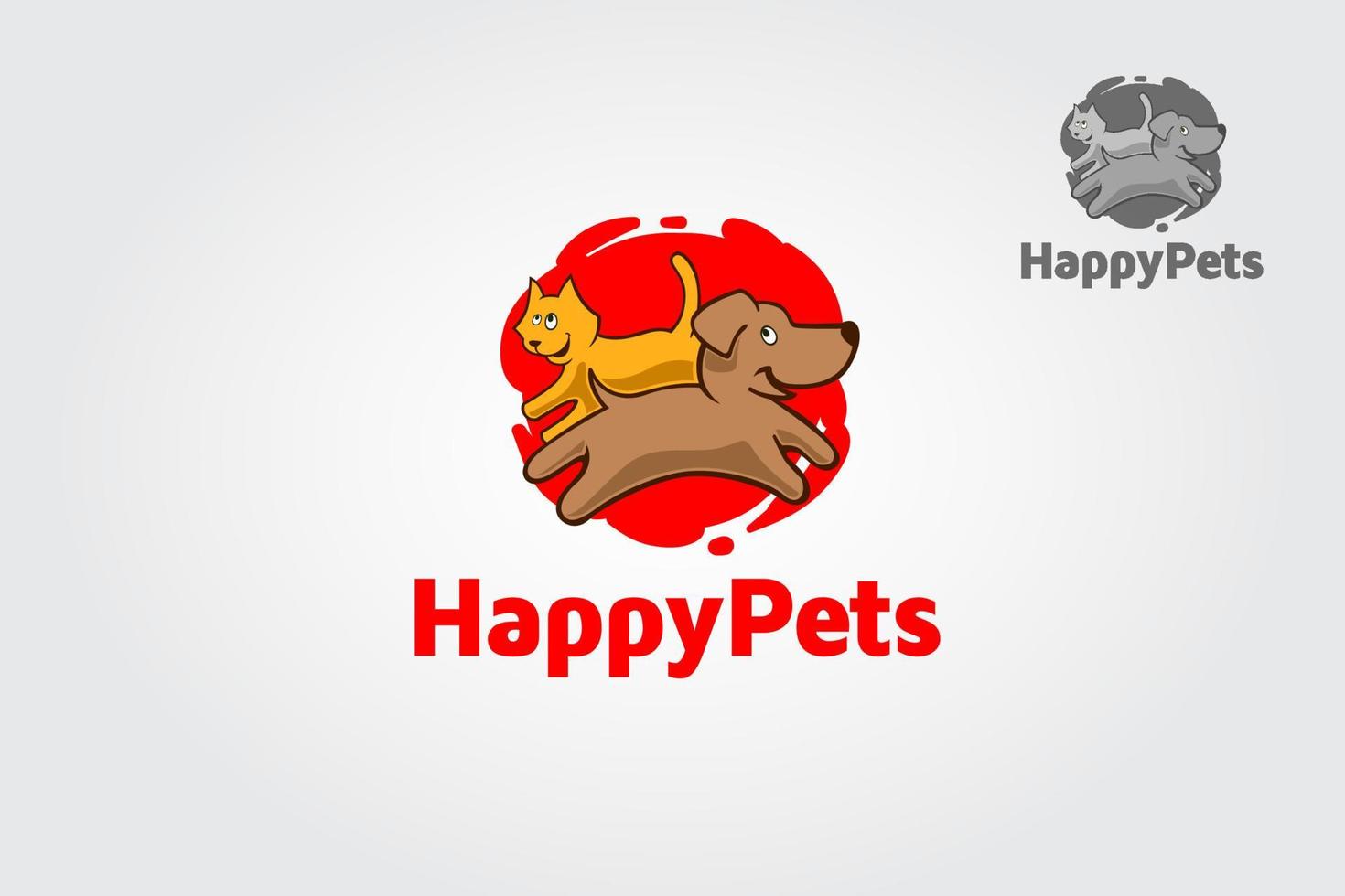 mascota feliz vector logo personaje de dibujos animados. la ilustración del logotipo está diseñada para cualquier tipo de negocio, tienda de mascotas, etc.