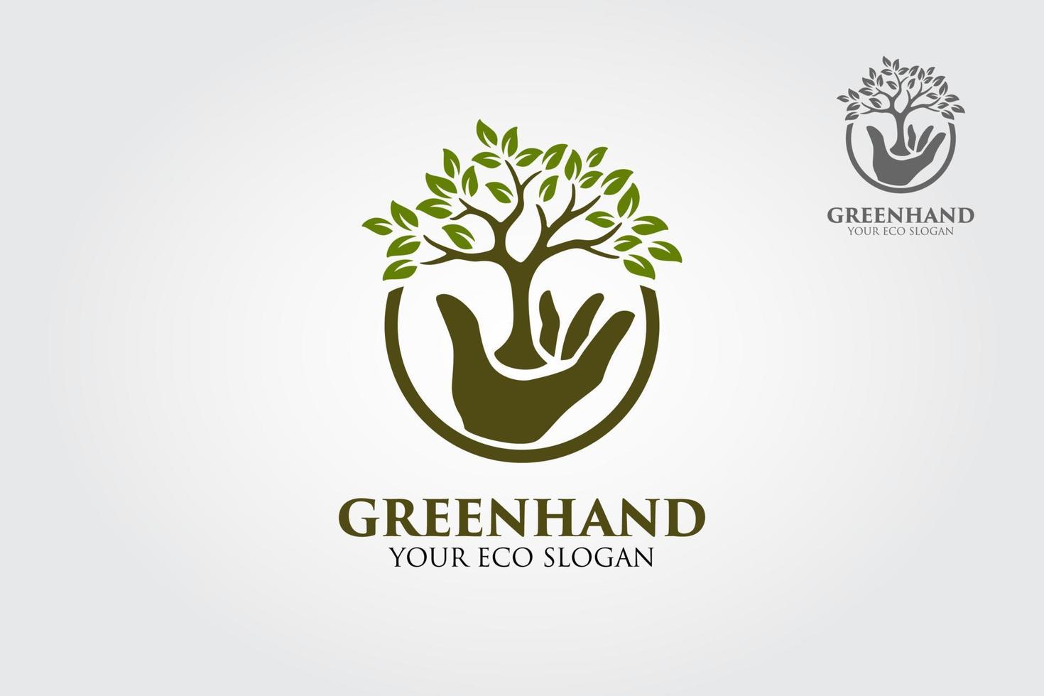 Green Hand Vector Logo Template. This logo that combine hand with green leaf that means healthy life, good for health company, green activist, charity organization, social community activities, etc.