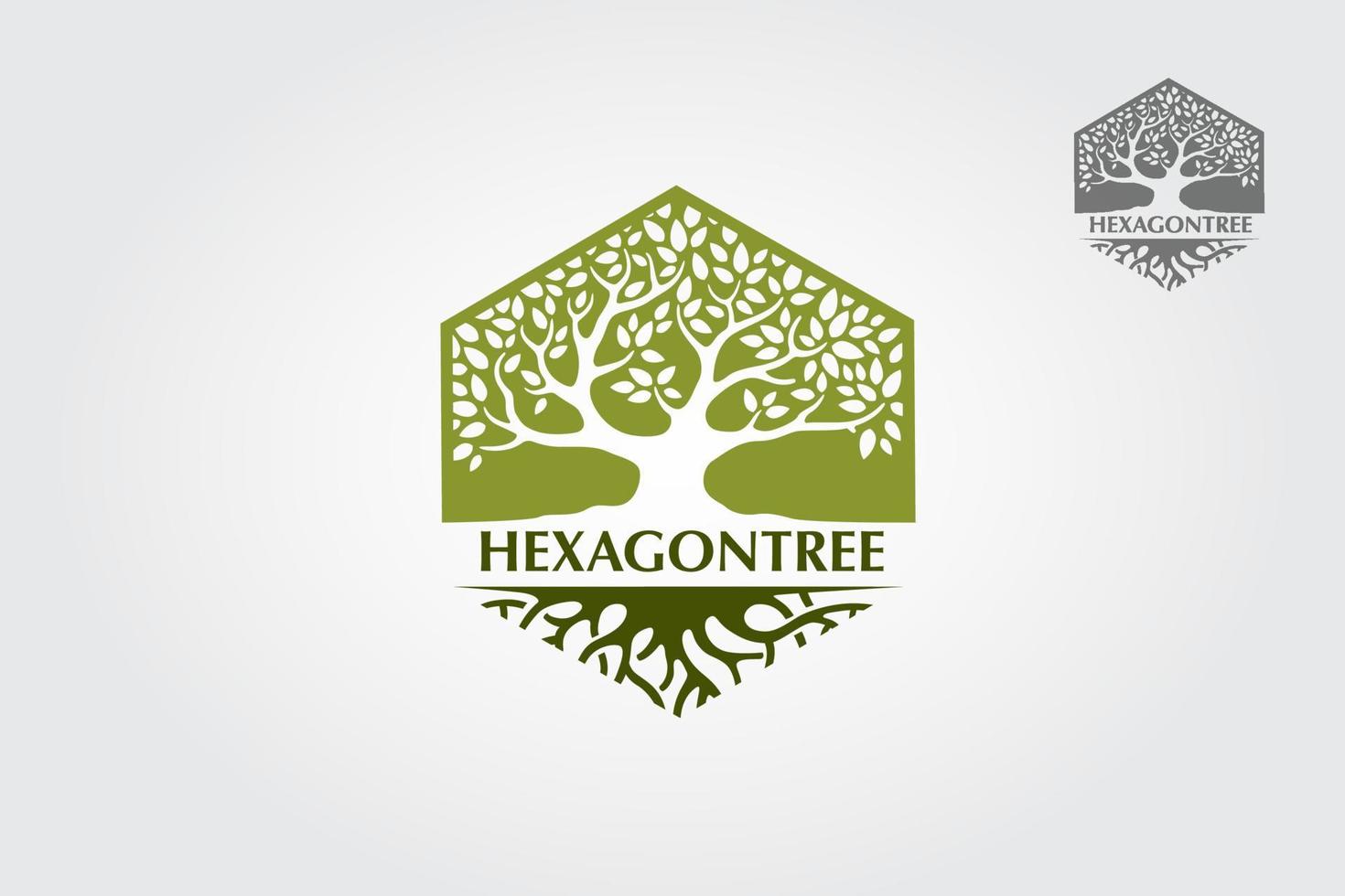 Hexagon Tree Vector Logo Template. This is a modern logo featuring a stylized  tree in a hexagon shape. Stylish Tree logo with Hexagon concept, make this logo looks nice, and excellent.