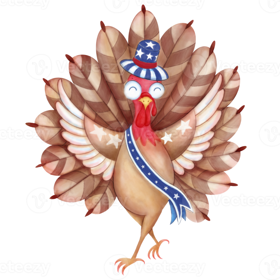 Decorative Turkey American Thanksgiving Watercolor png