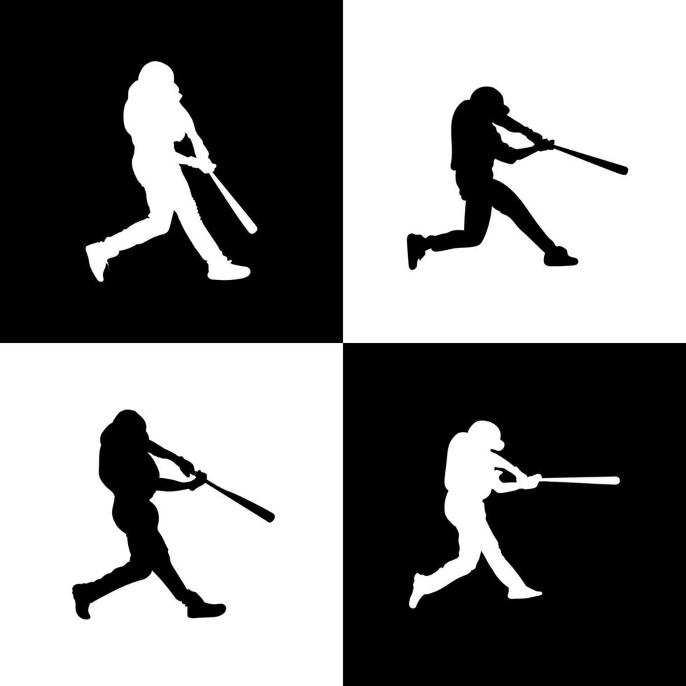 silhouette of person hitting baseball vector