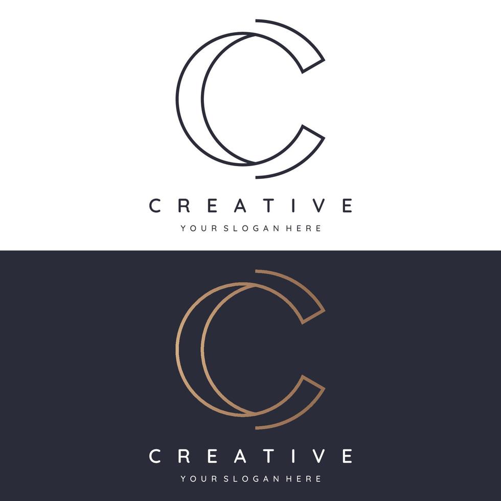 Creative design abstract template element initial letter C monogram or modern geometry. Elegant, minimalist and modern letter C. Logo for business, business and company cards. vector