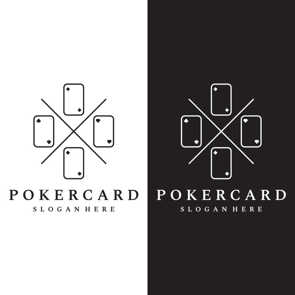 logotipo de diseño de ace de póquer de casino vintage, diamantes, corazones y espadas. logotipo del club de póquer, torneo, juego de apuestas, símbolo 777. vector
