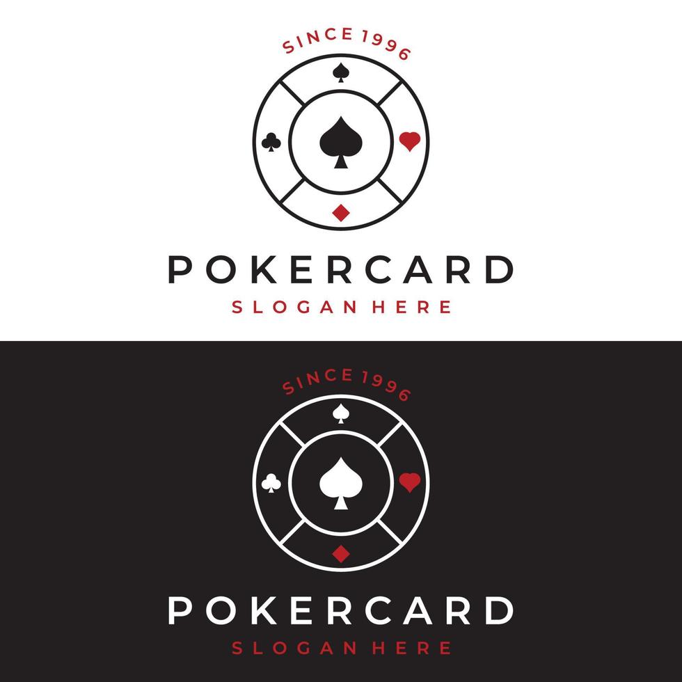 Vintage casino poker ace design logo, diamonds, hearts and spades