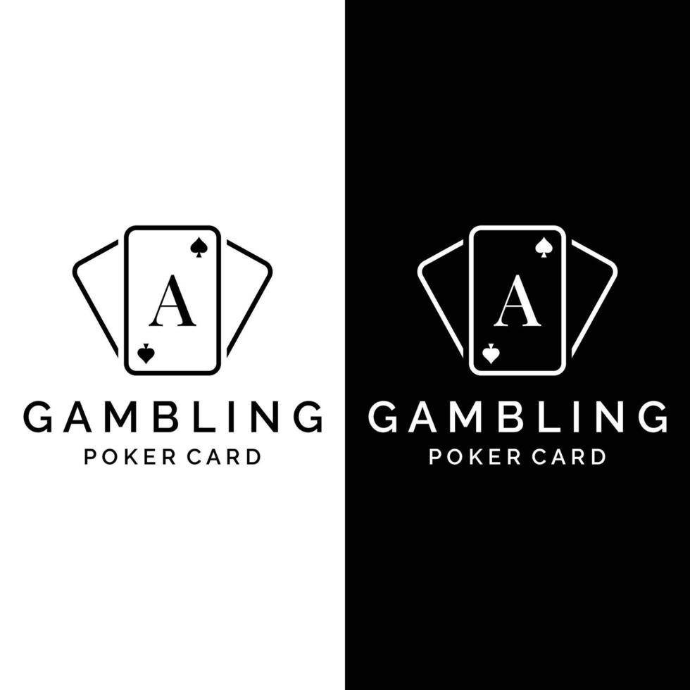 logotipo de diseño de ace de póquer de casino vintage, diamantes, corazones y espadas. logotipo del club de póquer, torneo, juego de apuestas, símbolo 777. vector